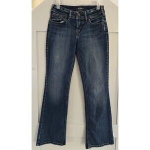 Silver Jeans Co. Women's Suki Bootcut Dark Wash Embroidered Pockets Size 27/31
